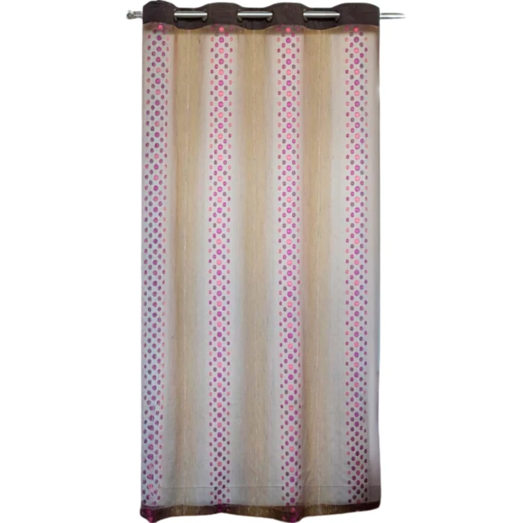Cortinas transparentes com padrão de bolinhas e riscas