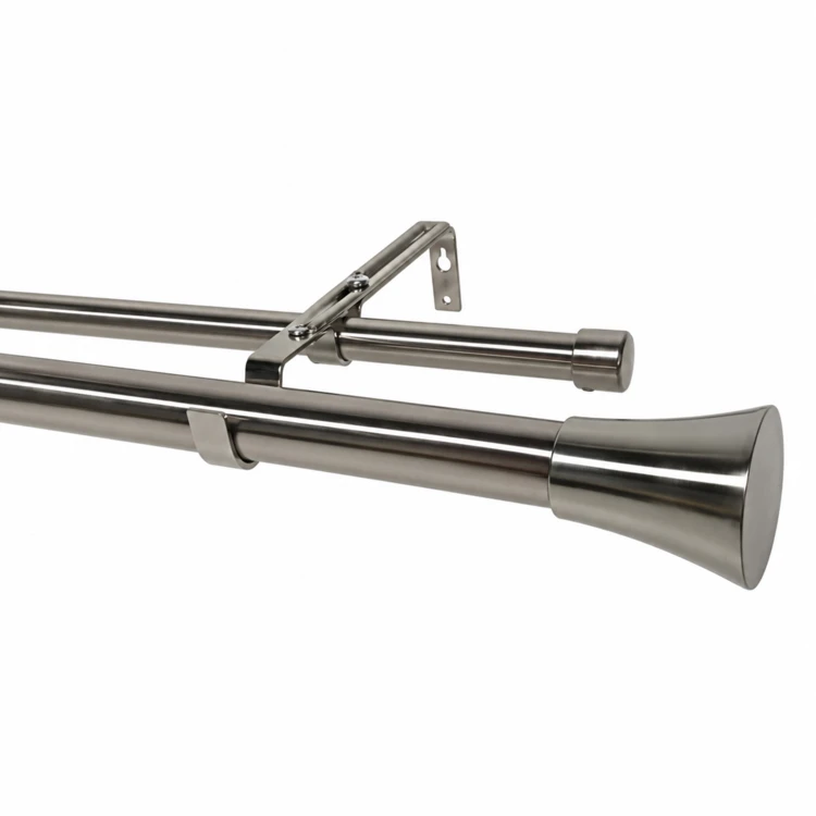 Kit double tringle à rideaux extensible, embouts pommeau