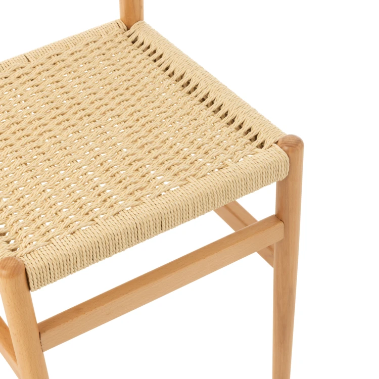 Chaise salle à manger en bois de hêtre et corde