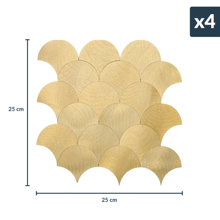 Lot de 4 crédences adhésives murales 3D effet écailles