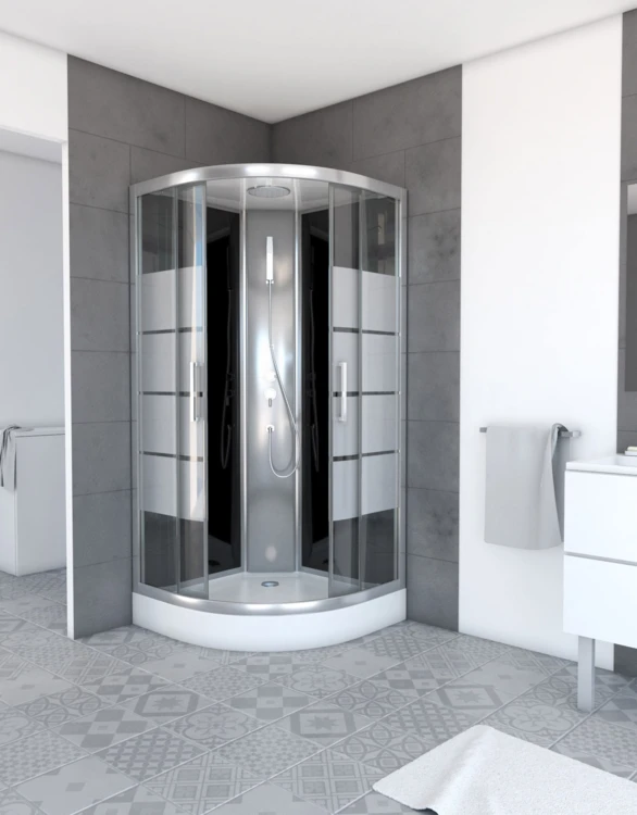 Cabine de douche 1/4 de cercle avec portes coulissantes