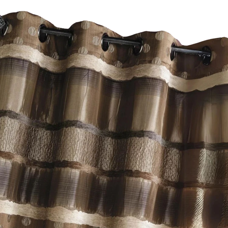 Cortina em jacquard com bolinhas e riscas