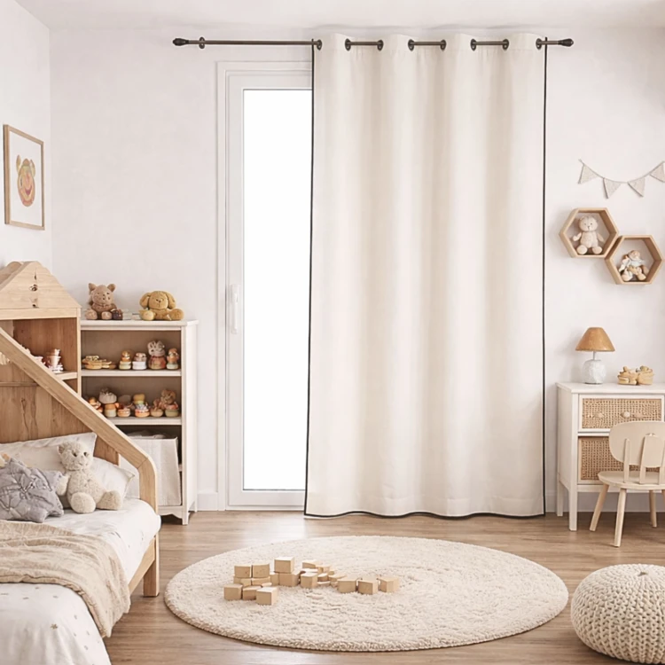 Schwarzer Schrägvorhang aus Polycotton