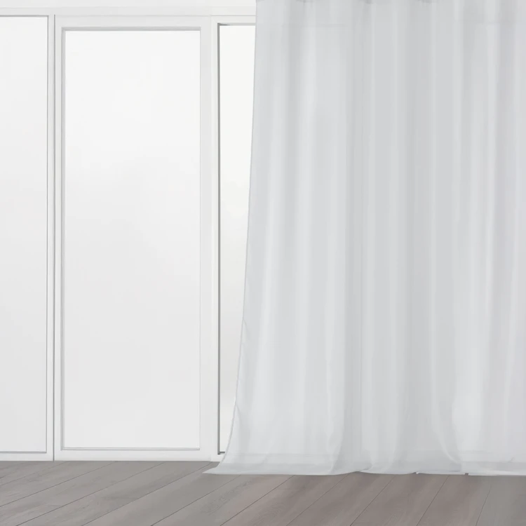 Visillo liso y transparente con galón fruncidor