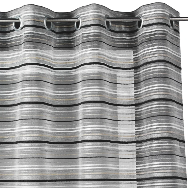 Voile di organza a righe orizzontali con occhielli