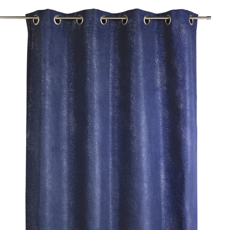 Cortina em suédine estampada com reflexos prateados