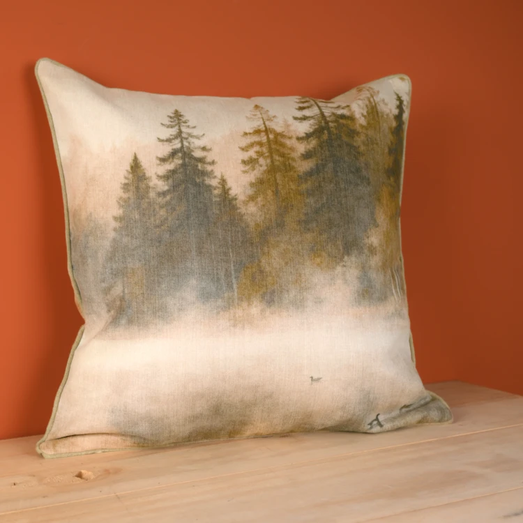 Wendekissen mit Aquarell-Wald-Print