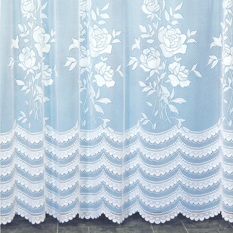 Panel recto de encaje modulable con rosas y cinta fruncidora