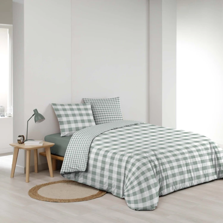 Juego de cama de 3 piezas de algodón a cuadros funda + fundas de almohada