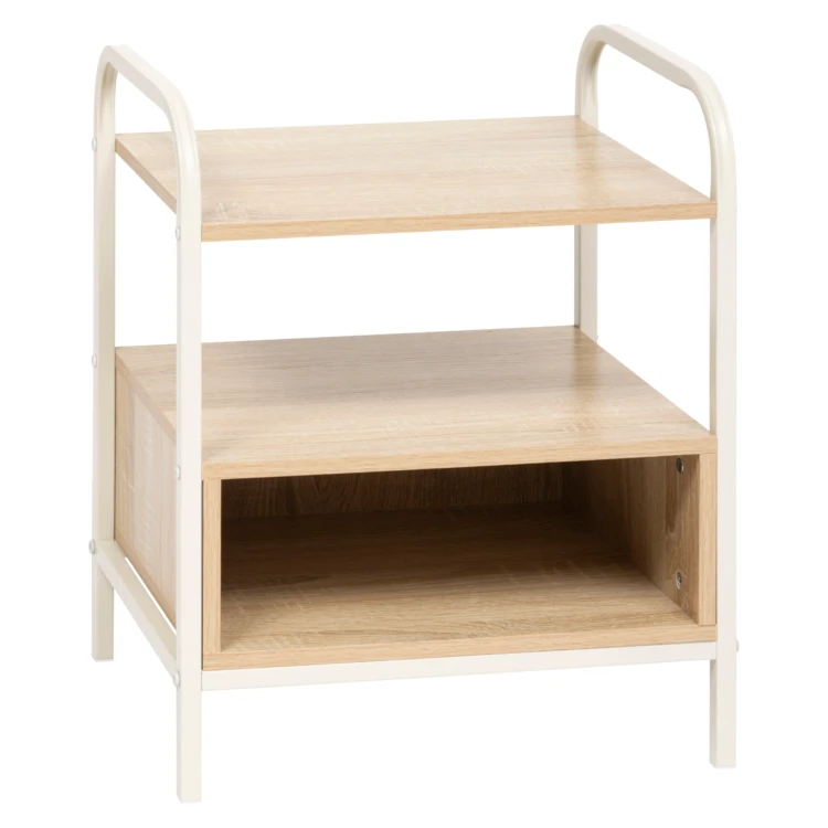 Nachttisch mit Ablage und Nische aus Holz