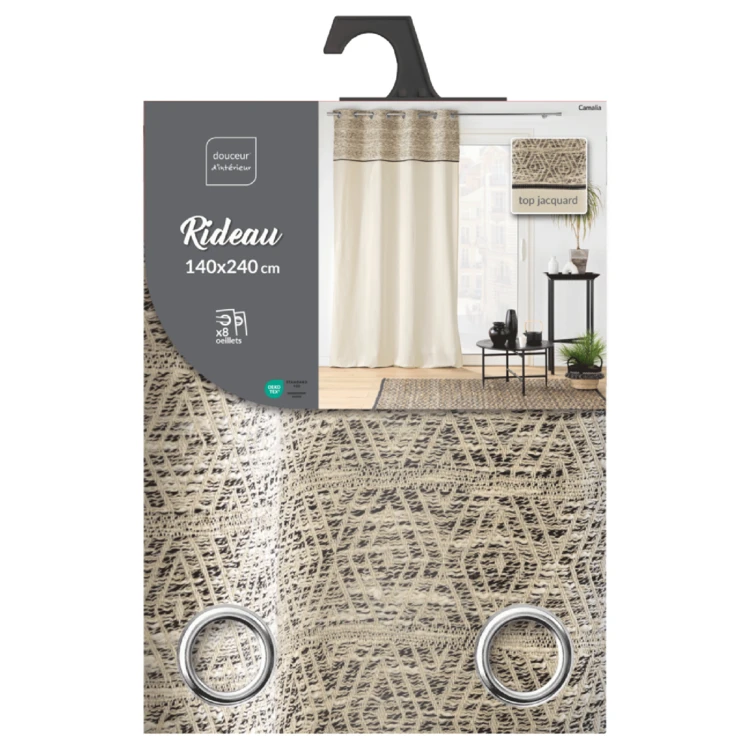 Cortina com ilhós Camalia Top Jacquard