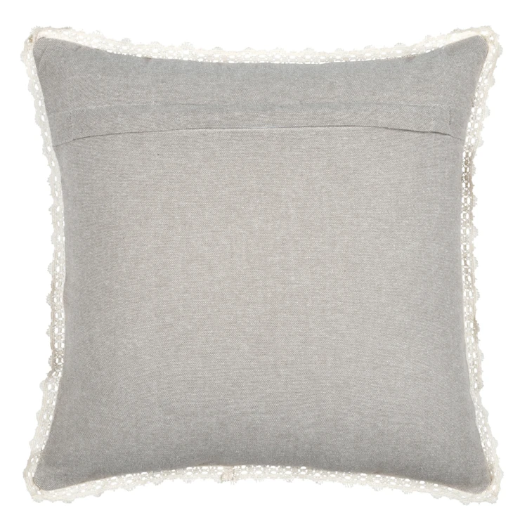Coussin décoratif 100% coton finition dentelle
