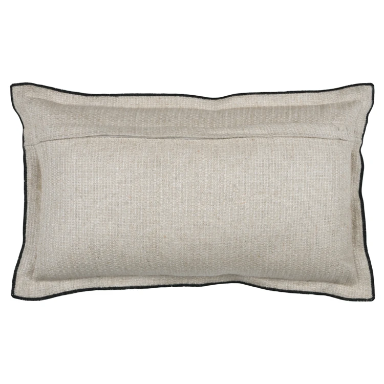 Coussin  poly-lin volant plat feston noir