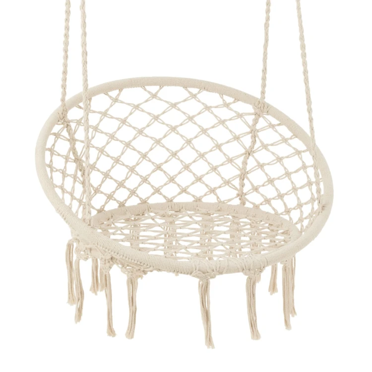 Hängesessel aus Makramee im Boho-Chic-Stil