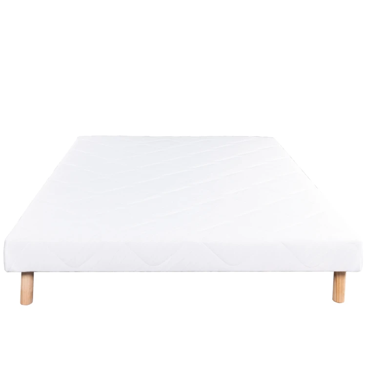 Somier tapizado de madera maciza blanca con patas