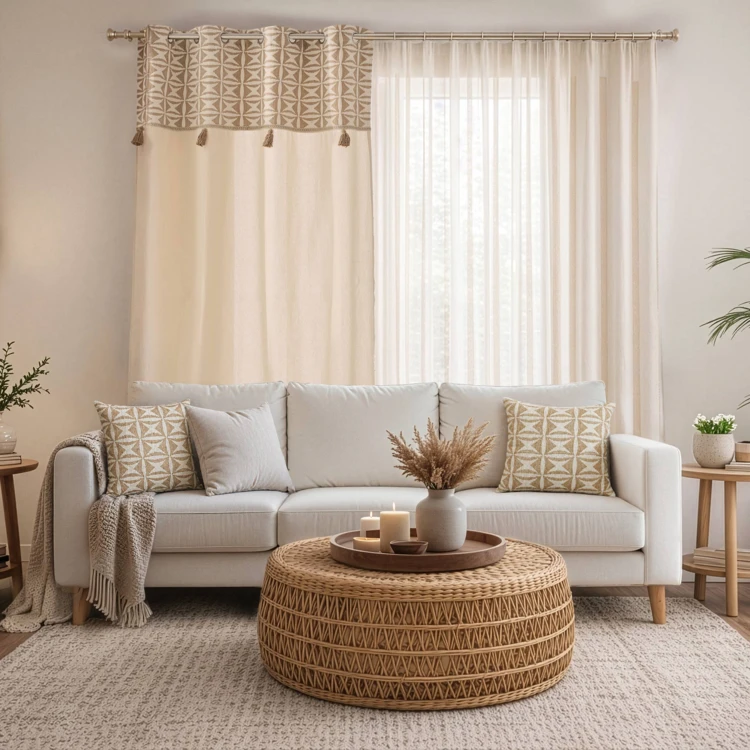 Almofada decorativa em jacquard com padrão geométrico