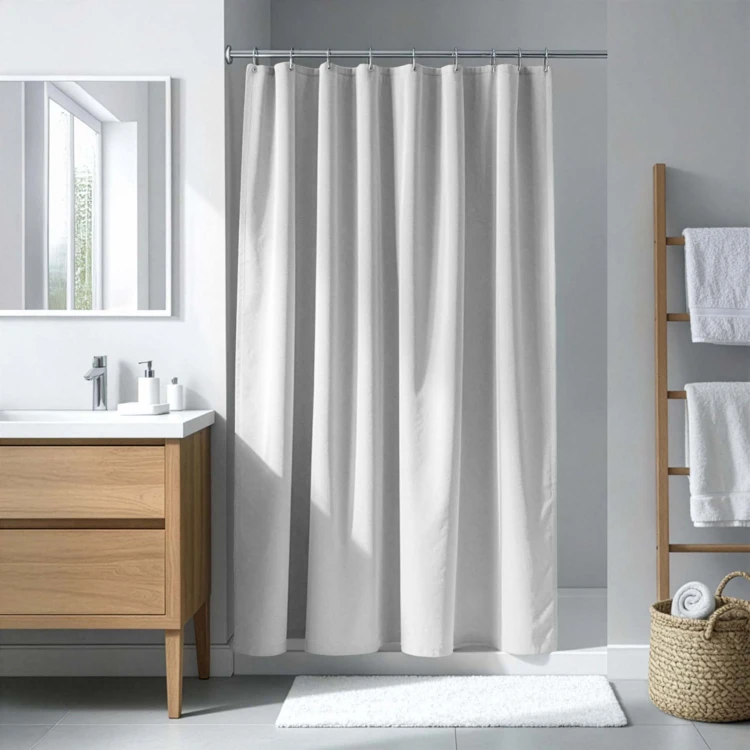Rideau de douche uni avec crochets