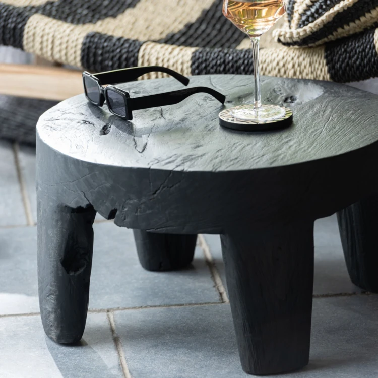 Set de 2 tables basses rondes en bois de teck