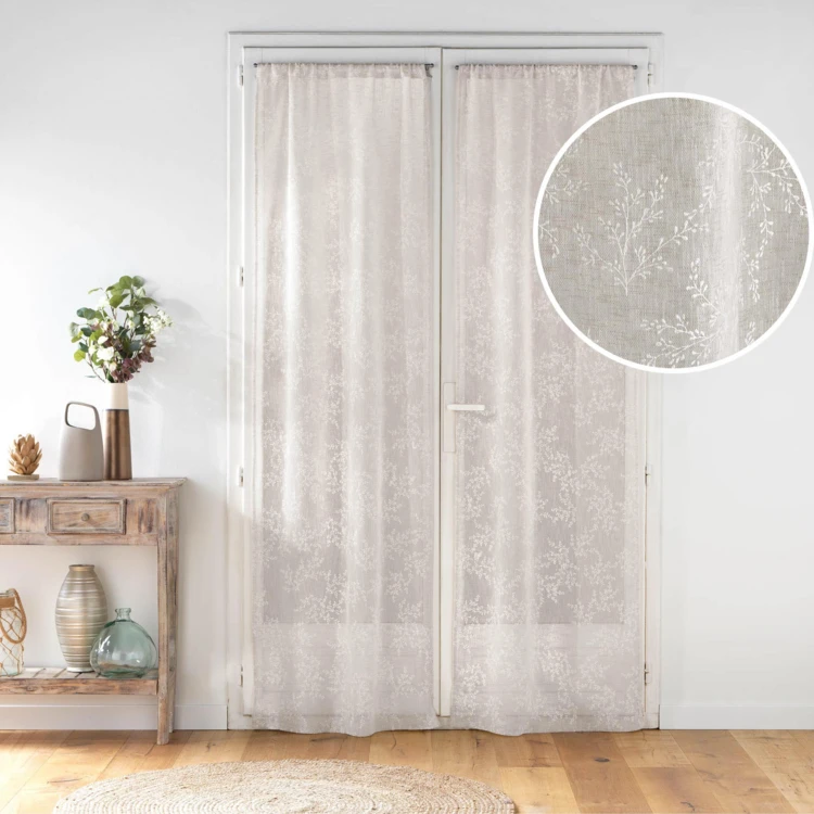 Schlaufen-Store aus gewebtem Voile mit Blattmuster