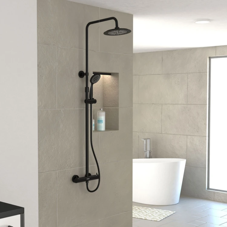 Colonne de douche thermostatique noire