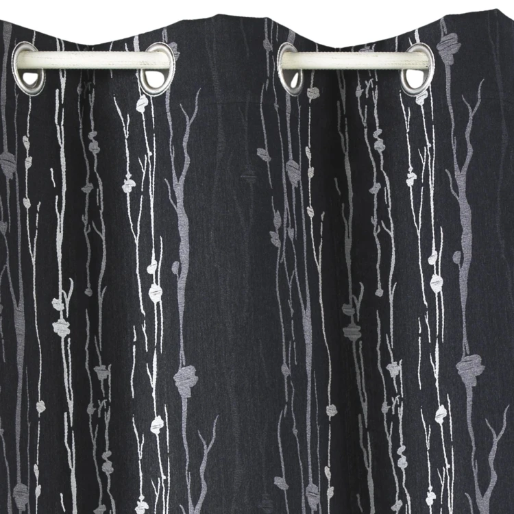 Cortina isolante em jacquard com estampado de raízes