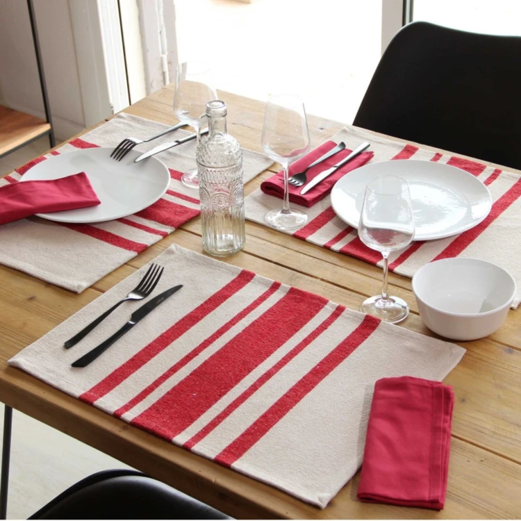 Lot de 4 Sets de table coton épais Rustique