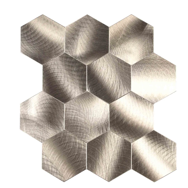 Lot de 4 crédences adhésives murales 3D effet carrelage hexagonal
