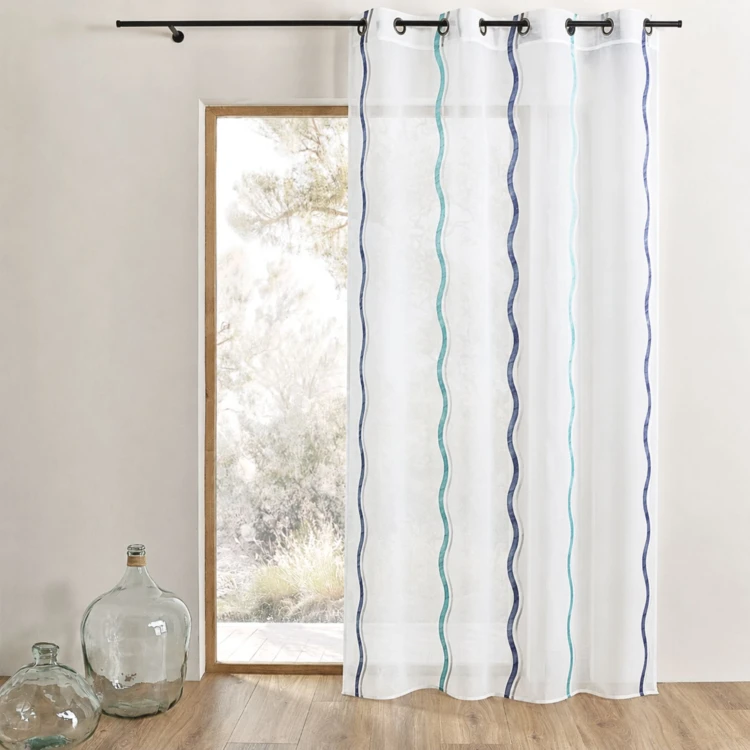 Tenda trasparente jacquard a righe verticali ondulate