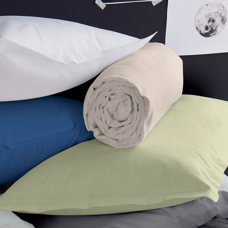 Drap-housse uni en satin de coton