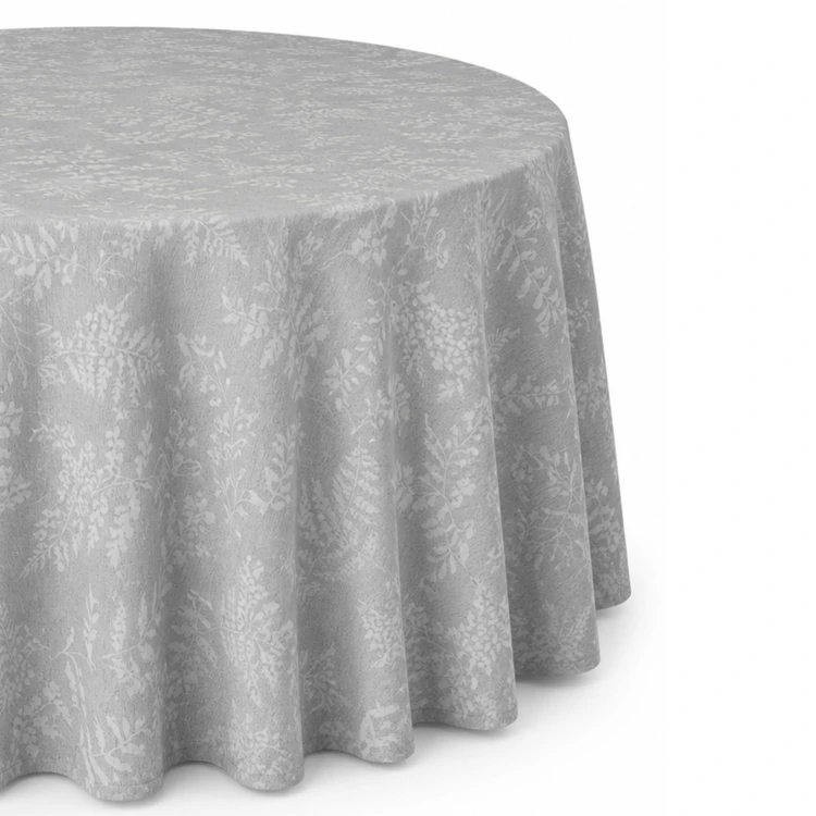 Runde Tischdecke aus Poly-Baumwolle mit Jacquard-Muster und fleckabweisender Beschichtung