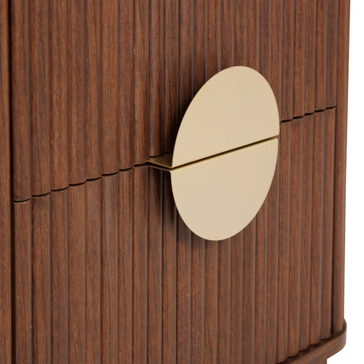 Table de chevet cannelé 2 tiroirs en bois