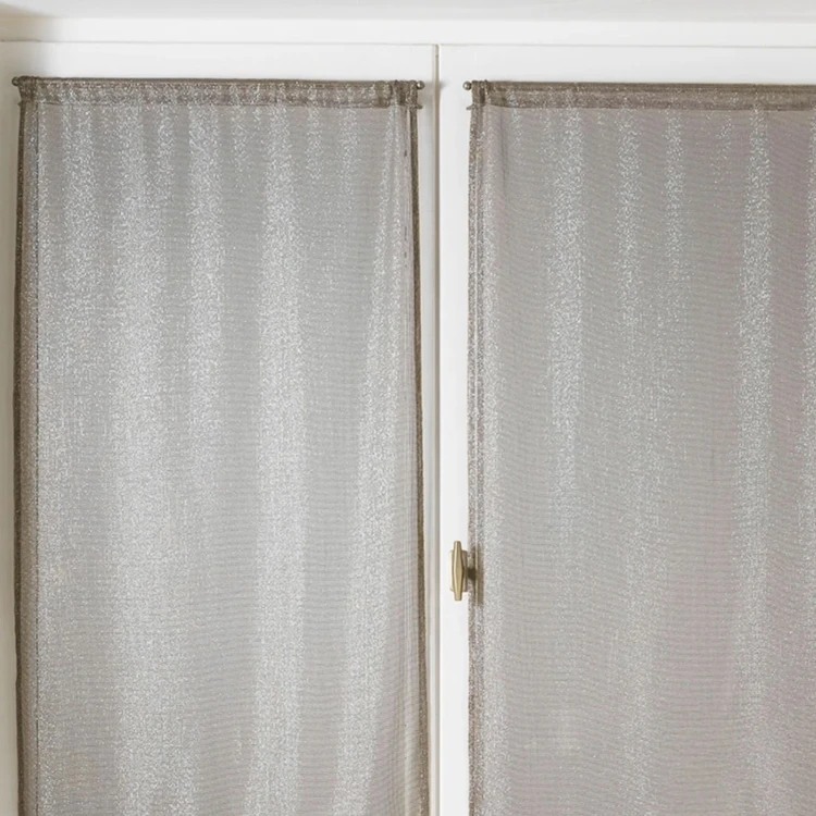 Par de visillos para ventanas con efecto de malla y hilos de lurex