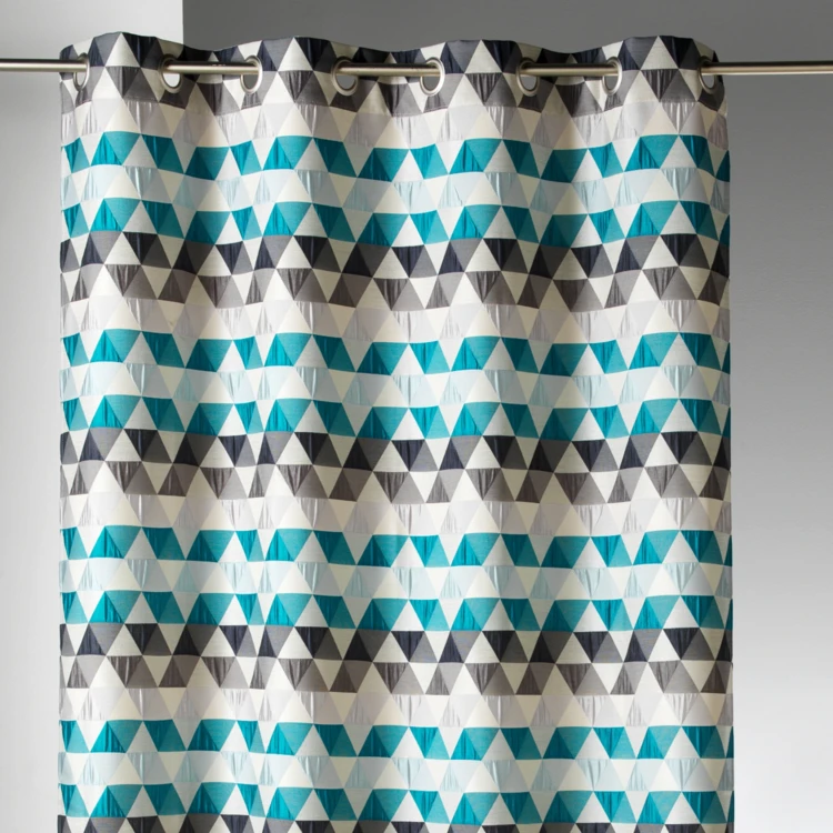 Rideau jacquard tamisant motifs triangles