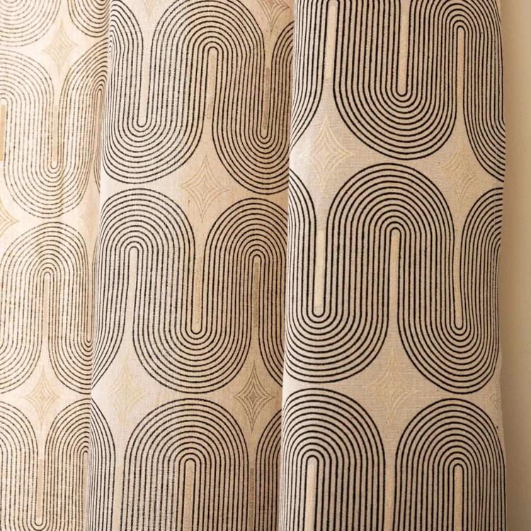 Ösenvorhang aus Polycotton mit Metallic-Muster
