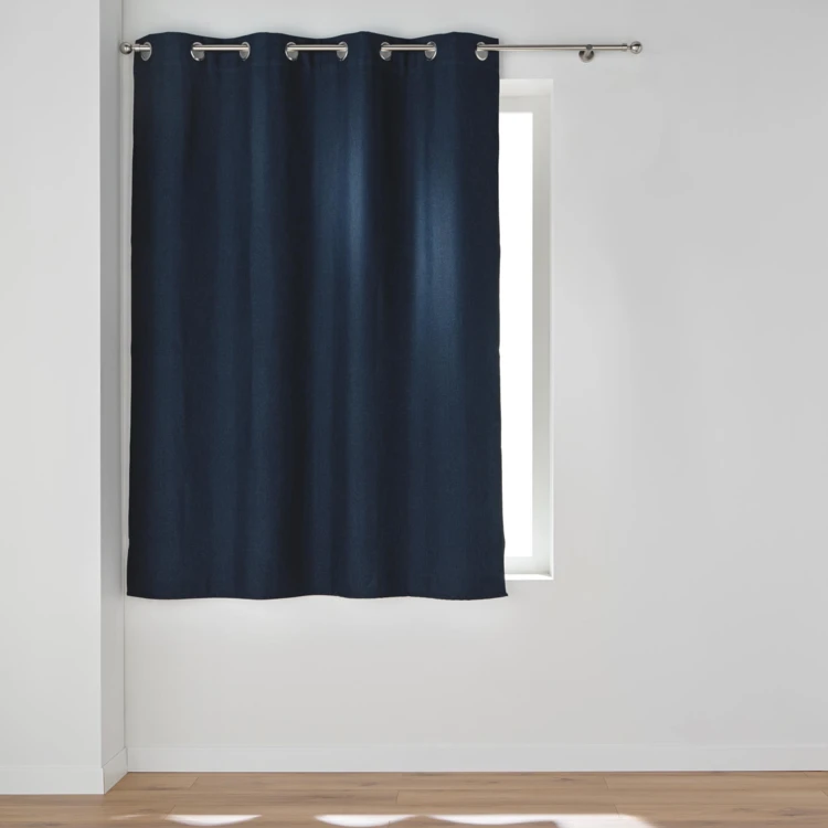 Rideau court occultant à œillets en chambray uni