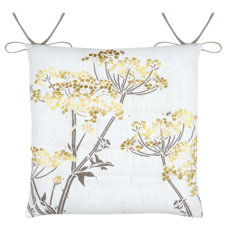 Galette de chaise feuillage doré pour intérieur chic