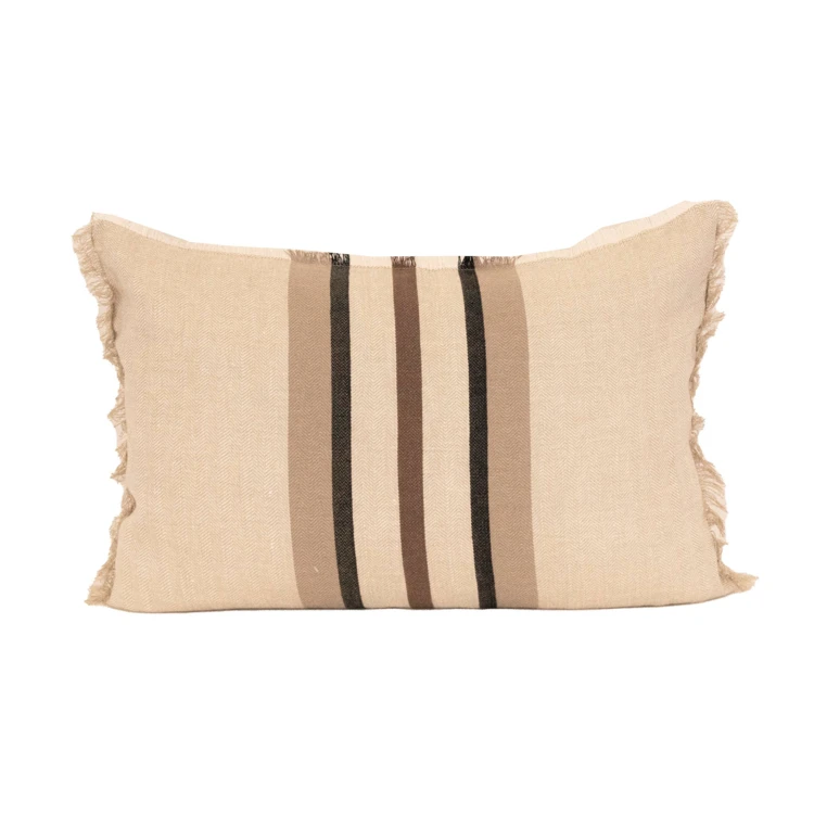 Cuscino a righe in lino e cotone