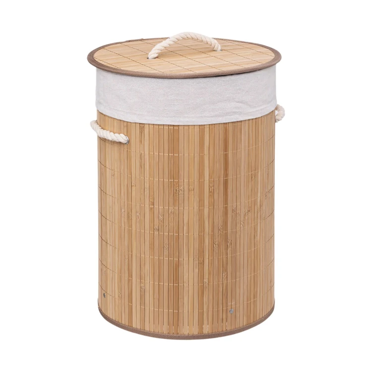 Ronde bamboe wasmand 48L