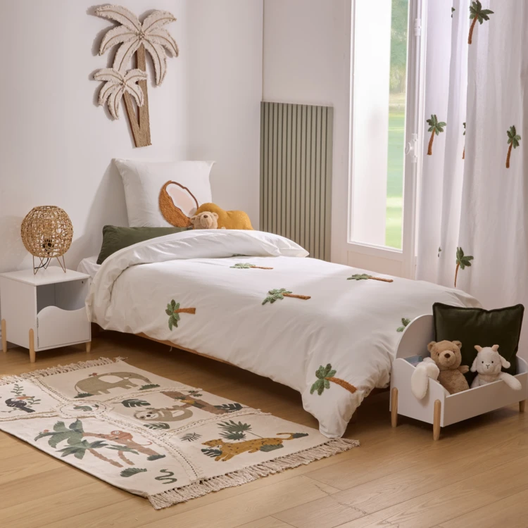 Parure de lit enfant 2 pièces coton tufté palmier housse + taie