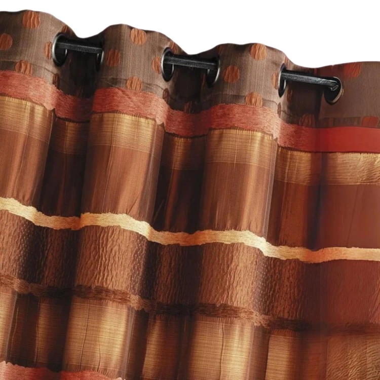 Cortina em jacquard com bolinhas e riscas