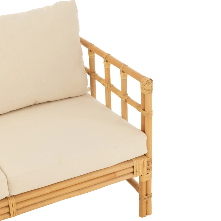 Divano a due posti in rattan con cuscini