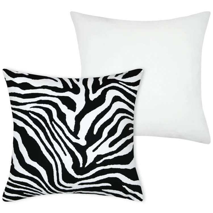 Housse de coussin imprimée motif zébré