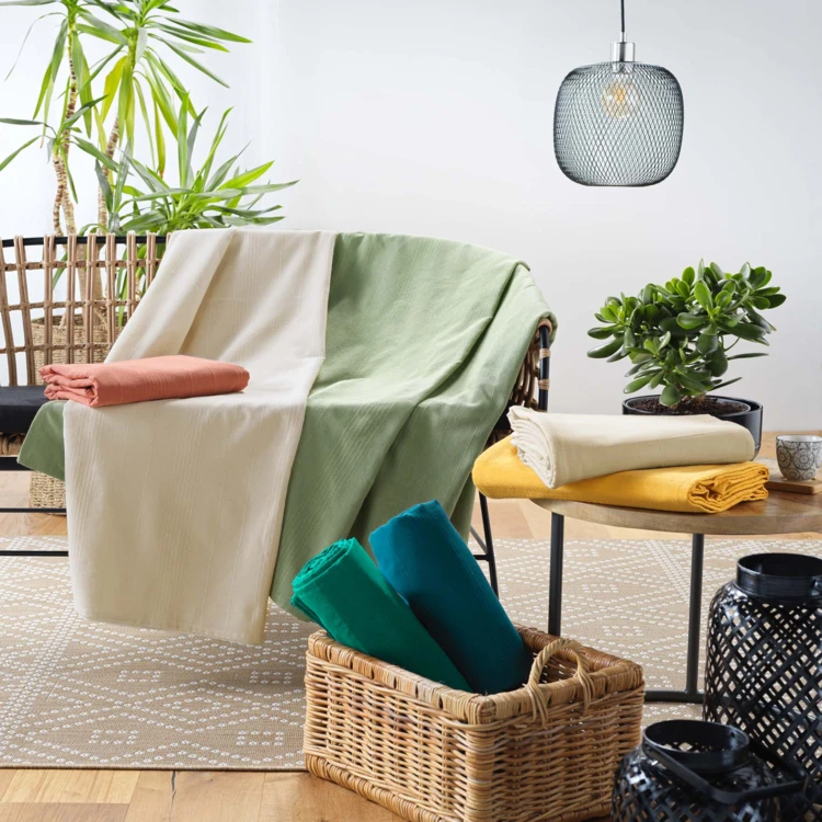 Einfarbiger Plaid aus Polybaumwolle für Sofa oder Bett