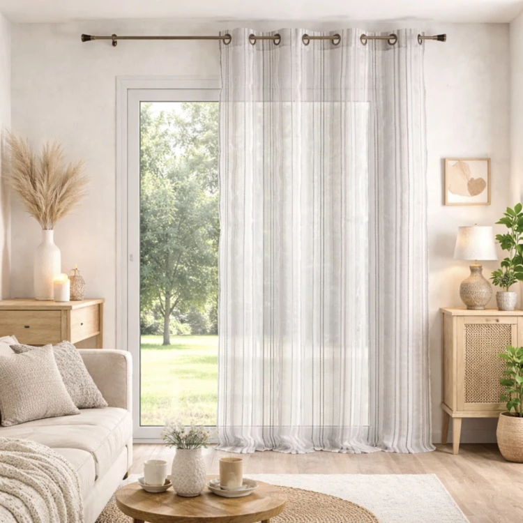 Voile di organza a righe con occhielli