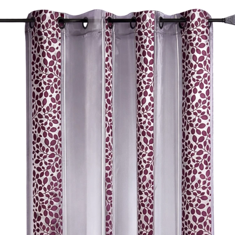 Jacquard organza voile met bladmotief