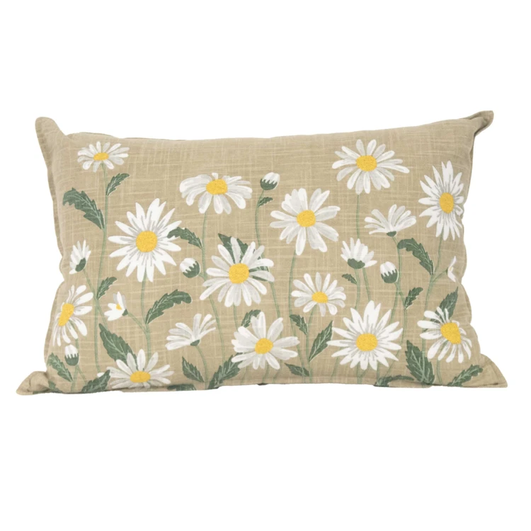 Coussin décoratif en coton motif marguerite