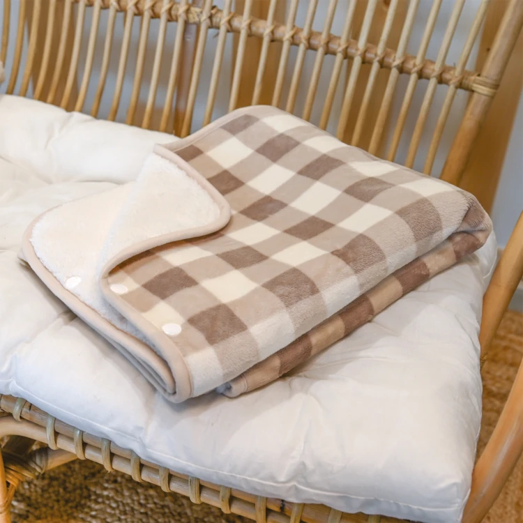 Poncho a cuadros 2 en 1 polar con botones de presión - estampado gingham