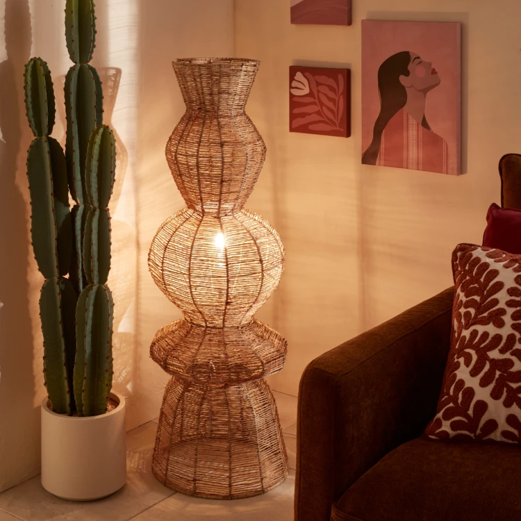 Lampadaire en jute et acier design