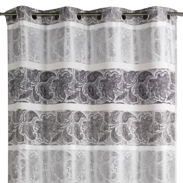 Cortina opaca de jacquard con rayas horizontales