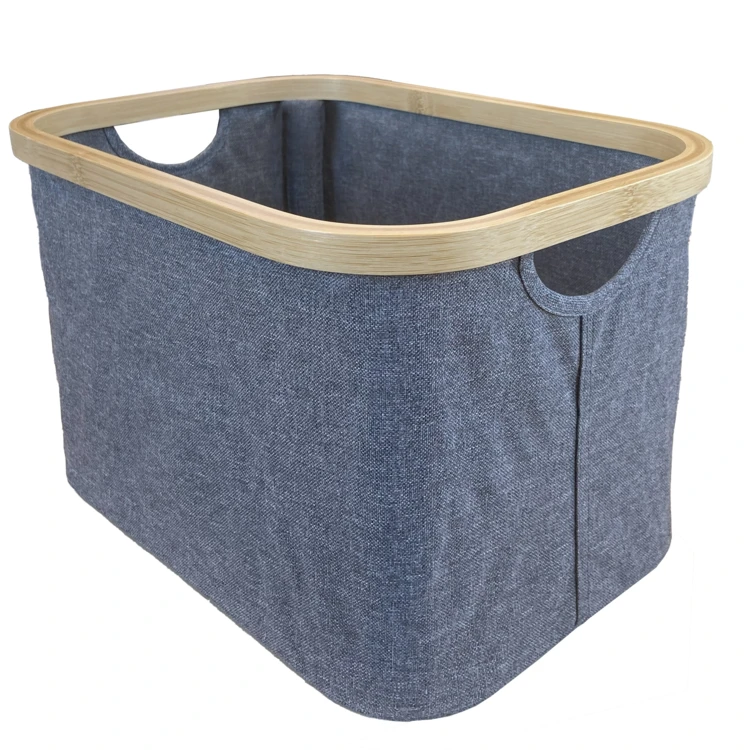 Cesta plegable de tela y bambú